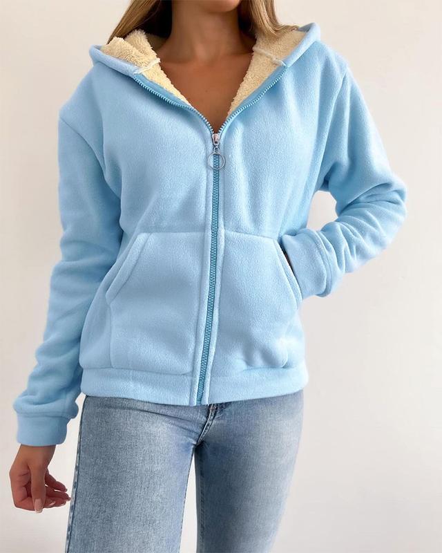 ChicMe Women's Fleece Lined Hoodie Zip Up Winter Warm Comfy Hooded Jacket with Kangaroo Pockets Casual Womenswear